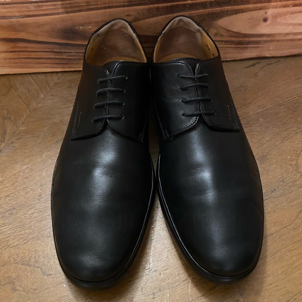 BALLY Cabriel Blk Leather Lace Up Plain Toe Derby